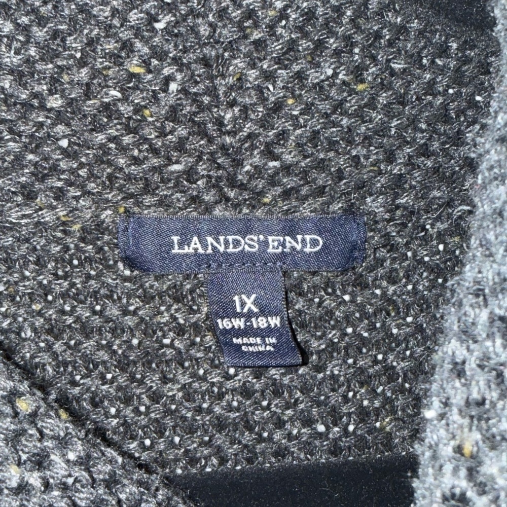 Lands’ End Chunky Knit Cowl Neck Sweater | Dark Charcoal | 1X (16W–18W) - Picture 2 of 6
